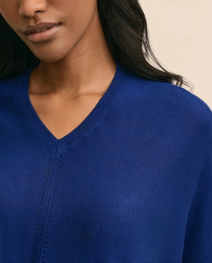 Silk-Cotton Dolman-Sleeve V-Neck Sweater, image 5