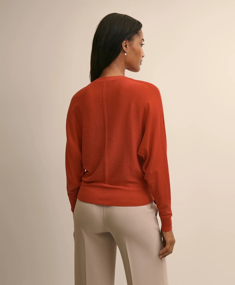 Silk-Cotton Dolman-Sleeve V-Neck Sweater, image 4