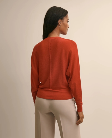 Silk-Cotton Dolman-Sleeve V-Neck Sweater, image 4