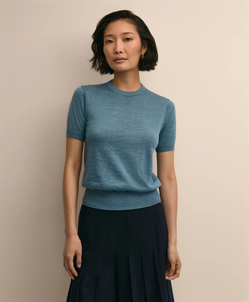 Ultimate Merino Wool Short-Sleeve Sweater Shell, image 1