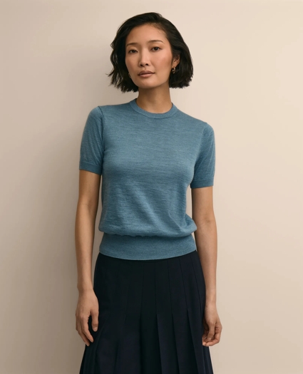 Ultimate Merino Wool Short-Sleeve Sweater Shell, image 1