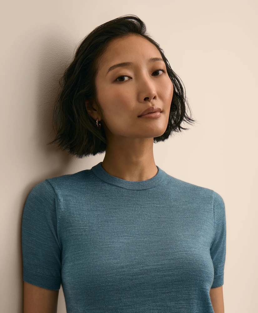 Ultimate Merino Wool Short-Sleeve Sweater Shell, image 3