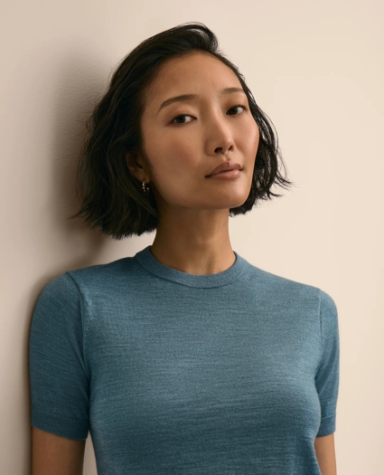 Ultimate Merino Wool Short-Sleeve Sweater Shell, image 3