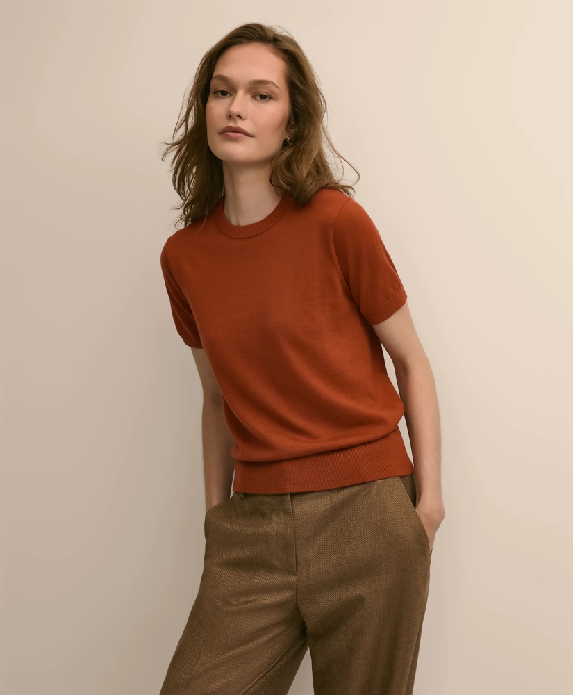 Ultimate Merino Wool Short-Sleeve Sweater Shell, image 1