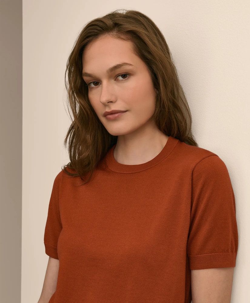 Ultimate Merino Wool Short-Sleeve Sweater Shell, image 3