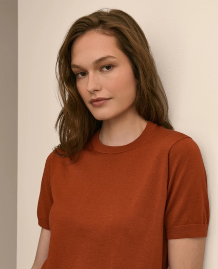 Ultimate Merino Wool Short-Sleeve Sweater Shell, image 3