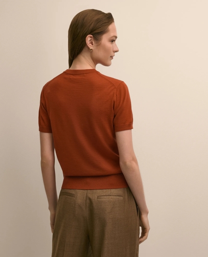 Ultimate Merino Wool Short-Sleeve Sweater Shell, image 4