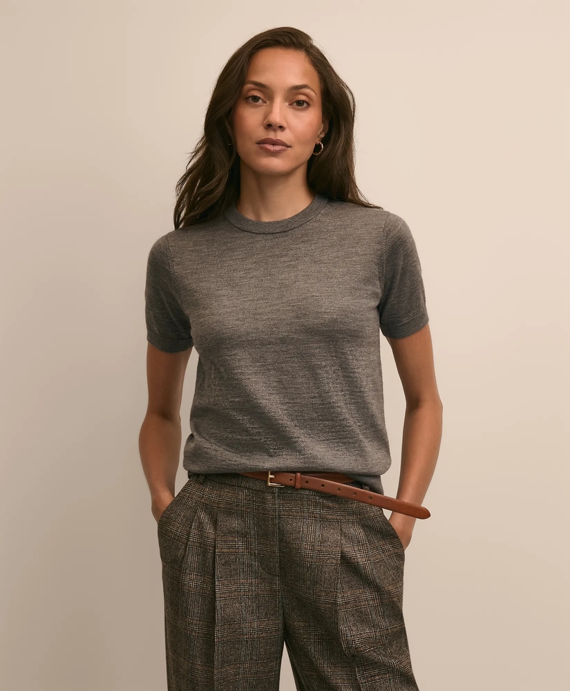 Ultimate Merino Wool Short-Sleeve Sweater Shell, image 1