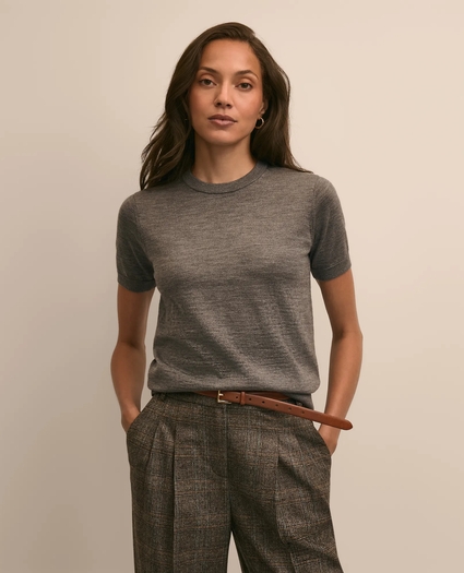 Ultimate Merino Wool Short-Sleeve Sweater Shell, image 1