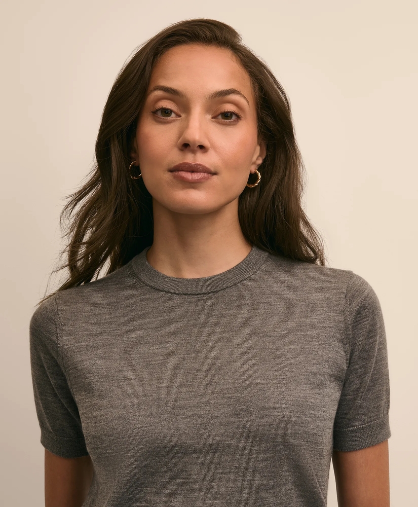 Ultimate Merino Wool Short-Sleeve Sweater Shell, image 3