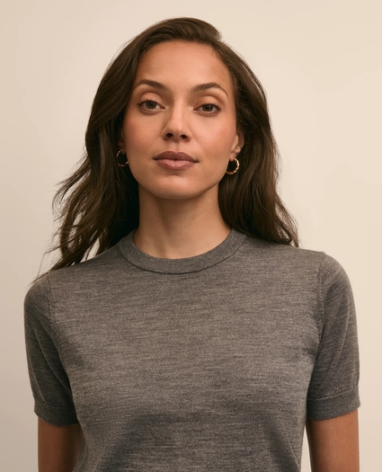 Ultimate Merino Wool Short-Sleeve Sweater Shell, image 3