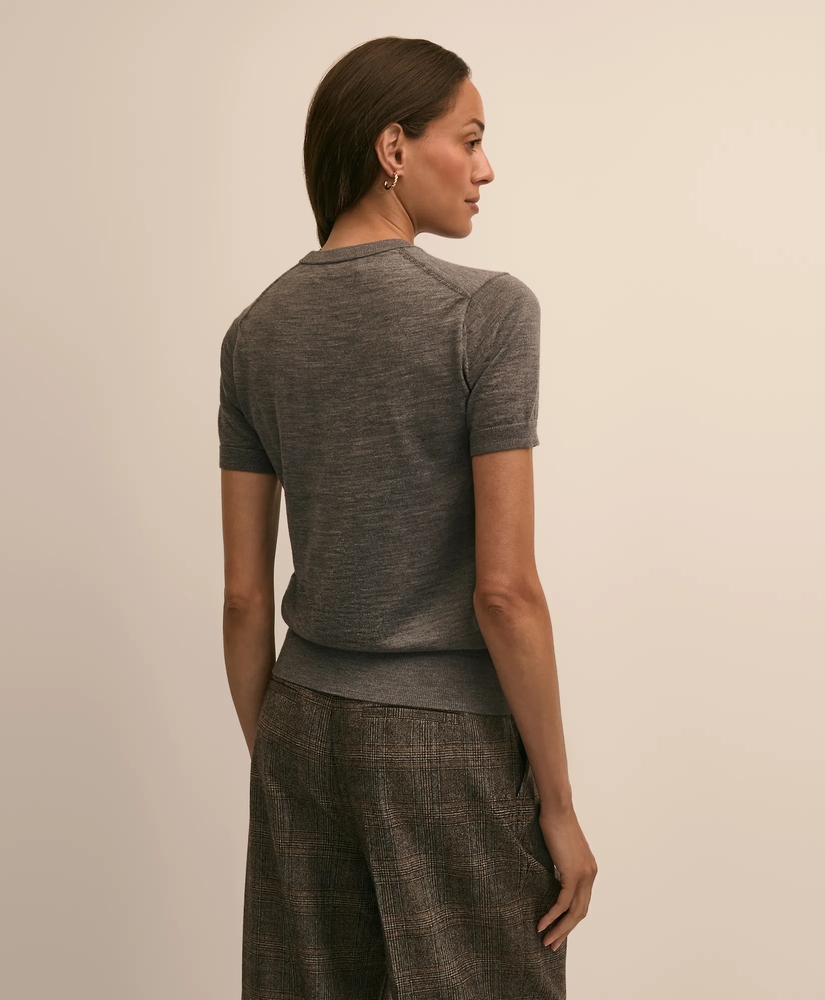 Ultimate Merino Wool Short-Sleeve Sweater Shell, image 4
