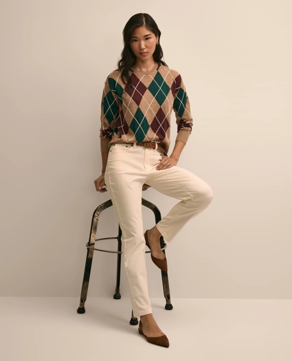 Merino Wool Relaxed Argyle Sweater, image 2