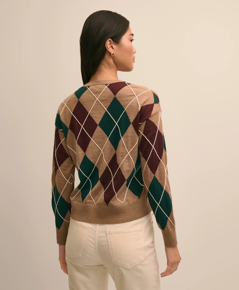 Merino Wool Relaxed Argyle Sweater, image 4
