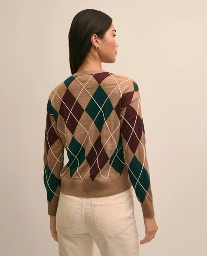 Merino Wool Relaxed Argyle Sweater, image 4