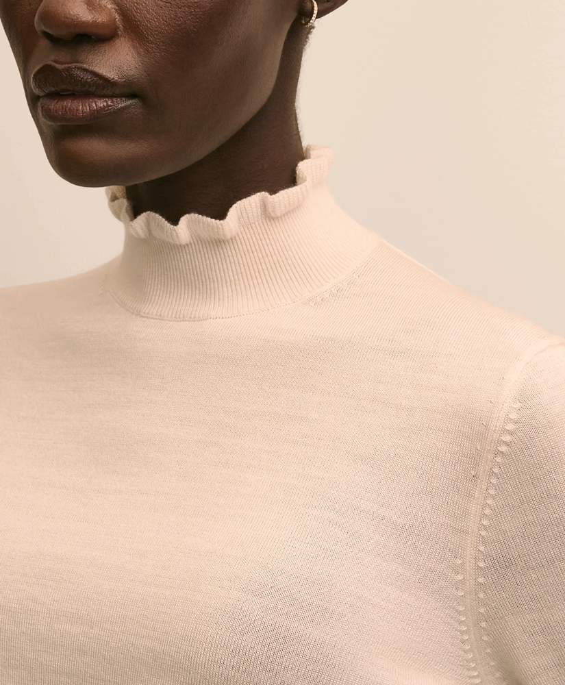 Merino Wool Blend Ruffle Turtleneck Sweater, image 3
