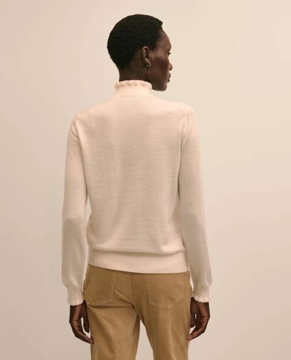 Merino Wool Blend Ruffle Turtleneck Sweater, image 4