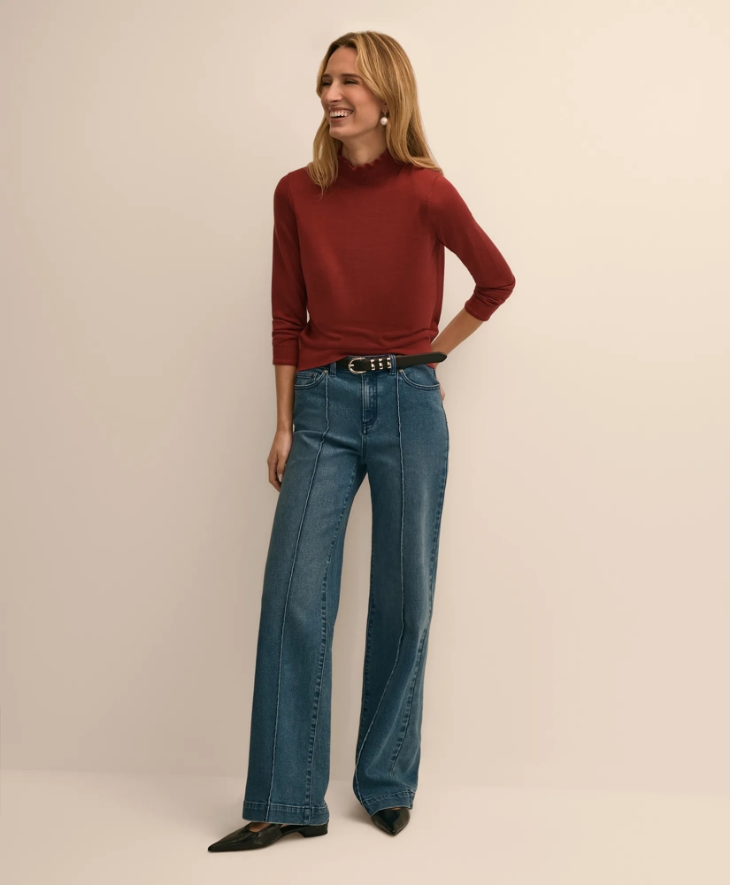 Merino Wool Blend Ruffle Turtleneck Sweater, image 2