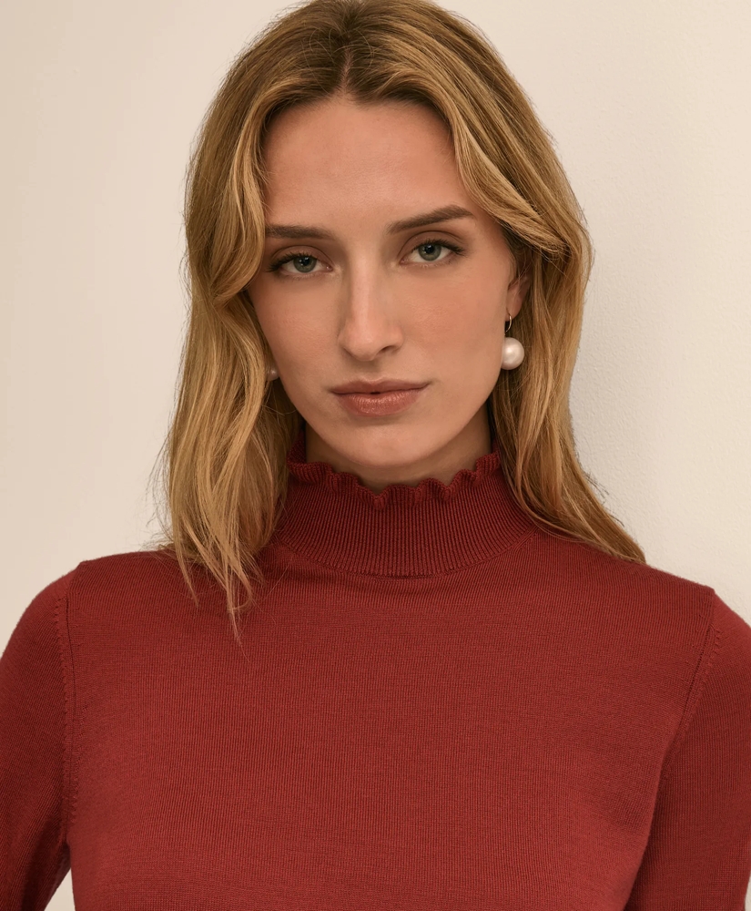 Merino Wool Blend Ruffle Turtleneck Sweater, image 3