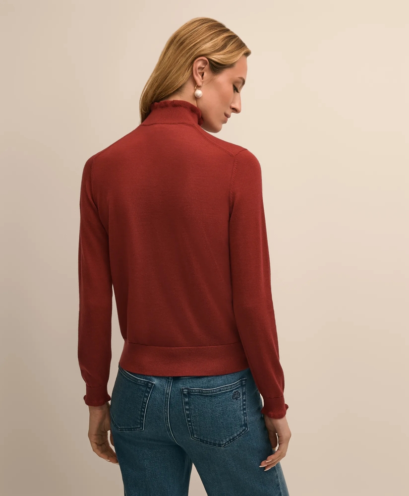 Merino Wool Blend Ruffle Turtleneck Sweater, image 4