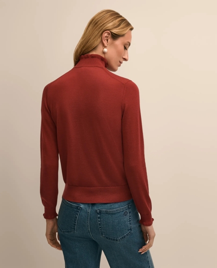 Merino Wool Blend Ruffle Turtleneck Sweater, image 4