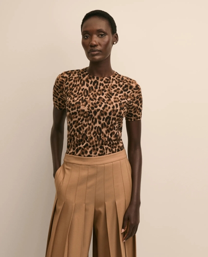 Merino Wool Leopard Motif Shell Sweater, image 1