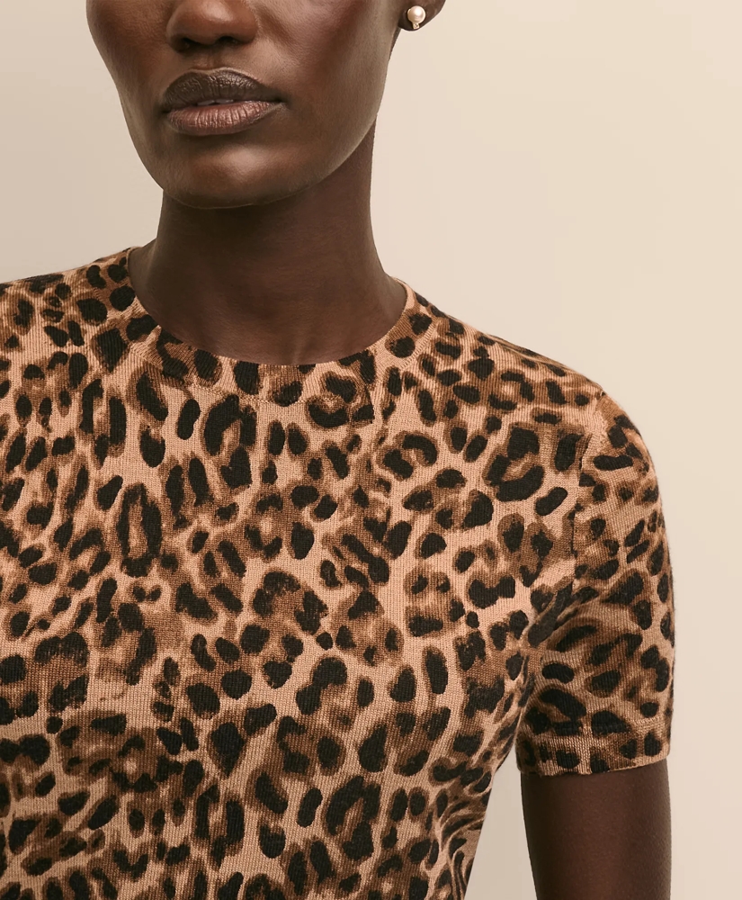 Merino Wool Leopard Motif Shell Sweater, image 3