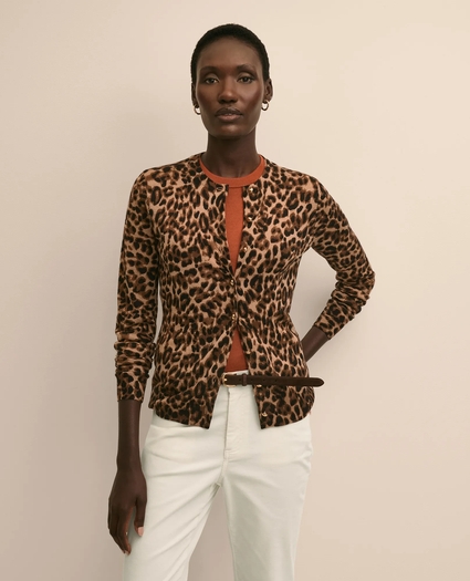 Merino Wool Leopard Motif Cardigan, image 1