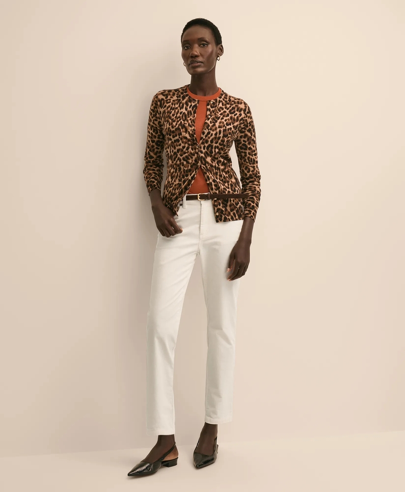 Merino Wool Leopard Motif Cardigan, image 2