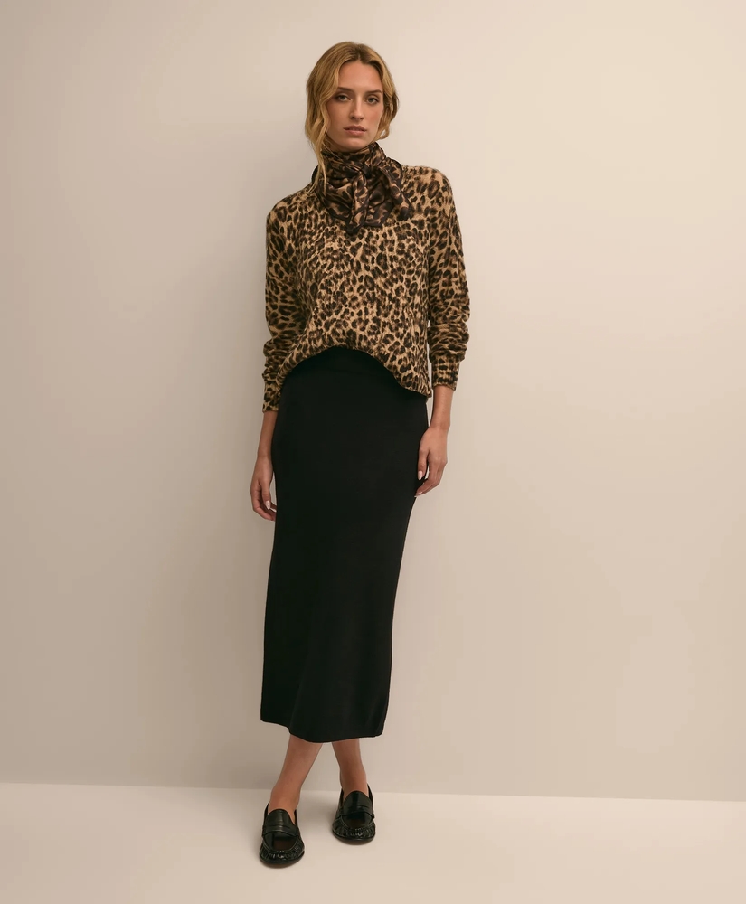 Merino Wool Leopard-Motif Aran Sweater, image 2