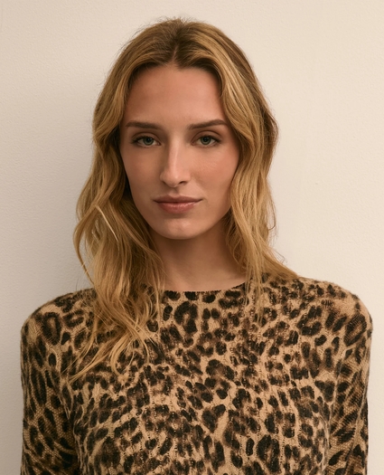 Merino Wool Leopard-Motif Aran Sweater, image 3