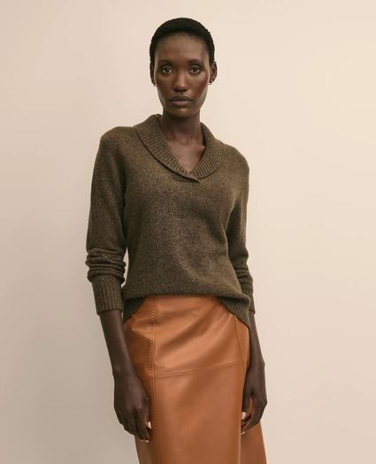 Wool Alpaca Cashmere Shawl-Collar Sweater, image 1