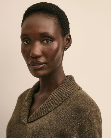 Wool Alpaca Cashmere Shawl-Collar Sweater, image 3