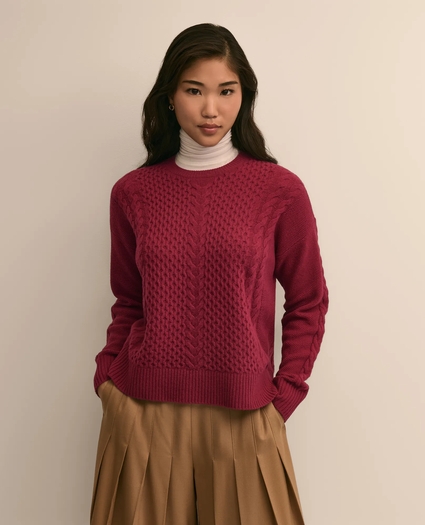 Merino Wool Blend Aran Sweater, image 1