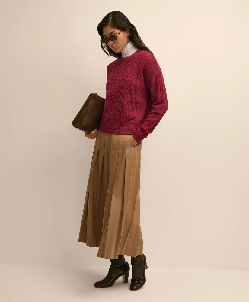 Merino Wool Blend Aran Sweater, image 2