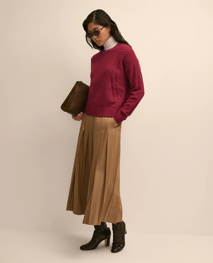 Merino Wool Blend Aran Sweater, image 2