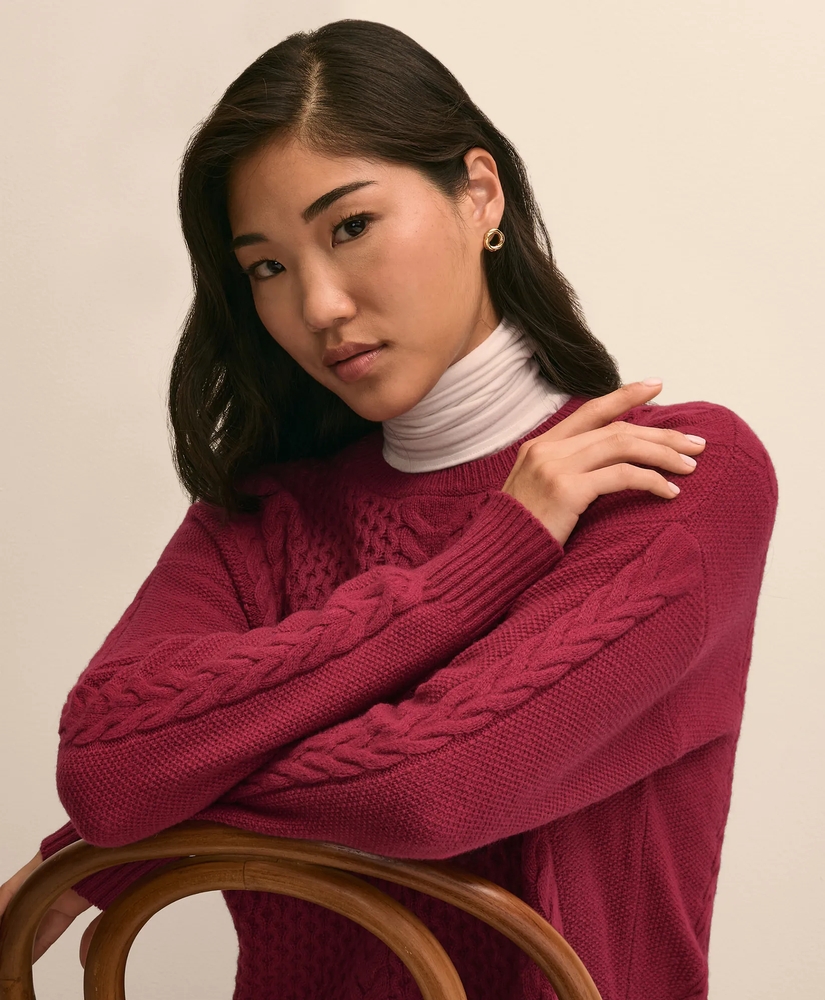 Merino Wool Blend Aran Sweater, image 3