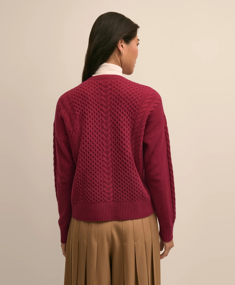 Merino Wool Blend Aran Sweater, image 4