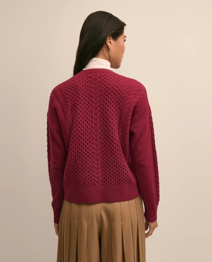 Merino Wool Blend Aran Sweater, image 4