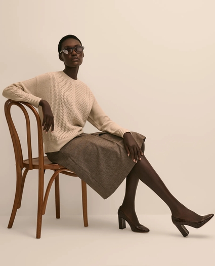 Merino Wool Blend Aran Sweater, image 2