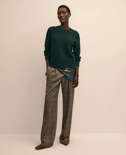 Merino Wool Blend Aran Sweater, image 2