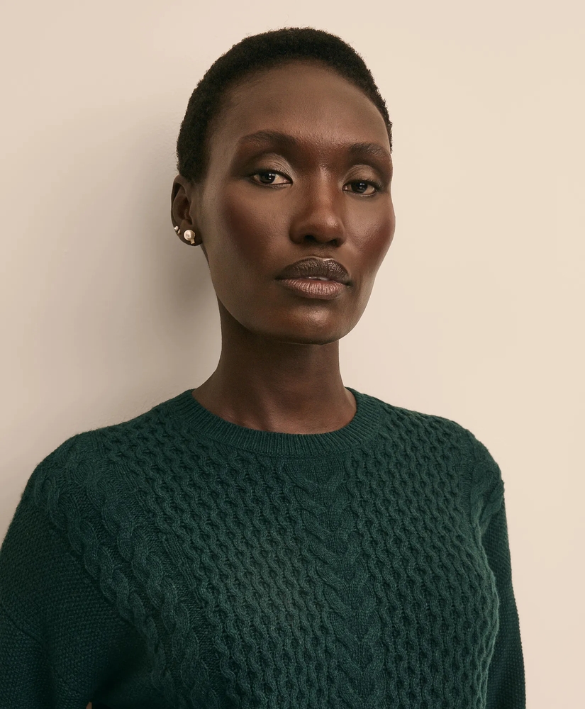 Merino Wool Blend Aran Sweater, image 3