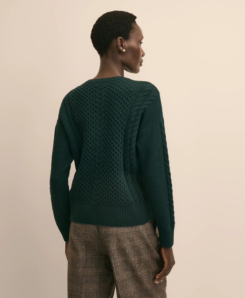 Merino Wool Blend Aran Sweater, image 4