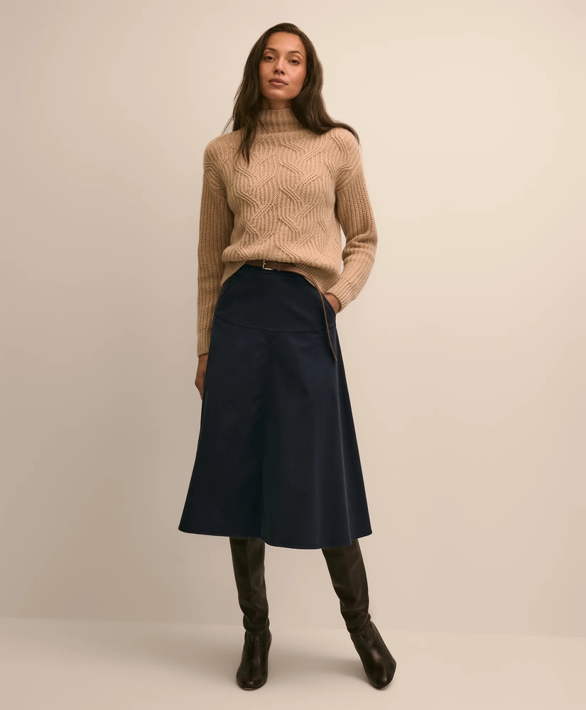 Cashmere Cable-Knit Funnel-Neck Sweater, image 2