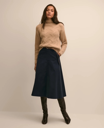 Cashmere Cable-Knit Funnel-Neck Sweater, image 2