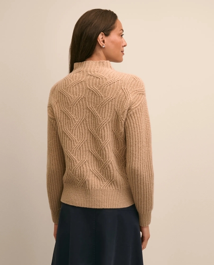 Cashmere Cable-Knit Funnel-Neck Sweater, image 4