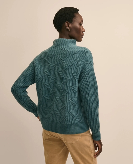Cashmere Cable-Knit Funnel-Neck Sweater, image 3