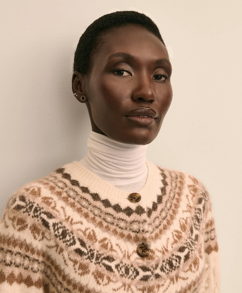 Alpaca Wool Blend Fair Isle Cardigan, image 3