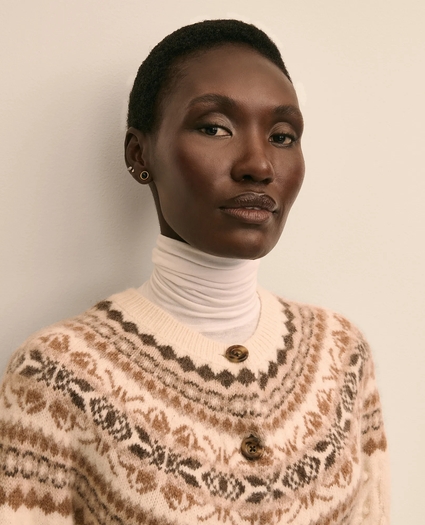 Alpaca Wool Blend Fair Isle Cardigan, image 3
