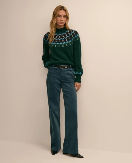 Merino Wool-Alpaca Blend Fair Isle Sweater, image 2